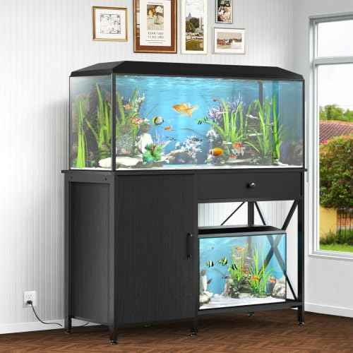 40 50 Gallon Aquarium Stand with Cabinet Drawer (Blcak / 40-50 Gallon)