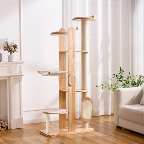 72 Inch Modern Cat Tree Tower Condo for Large Cat (Wood)