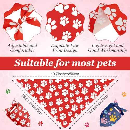 100 Pcs Paw Print Dog Bandanas Bulk (Paw Print / 19.7 x 13.8 x 13.8 Inch)
