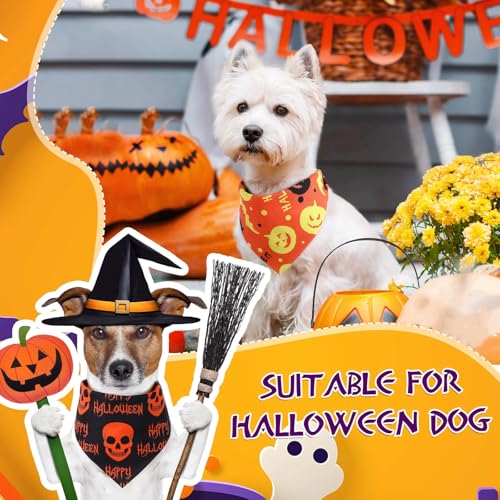 50 Pcs Halloween Dog Bandanas Bulk (Halloween / 19.7 x 13.8 x 13.8'')