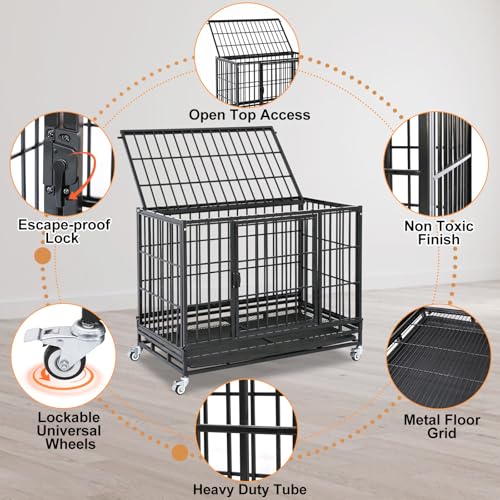 37 Inch Three Tiers Stackable Dog Crates for Medium Dogs (37"L - 3 Tiers)