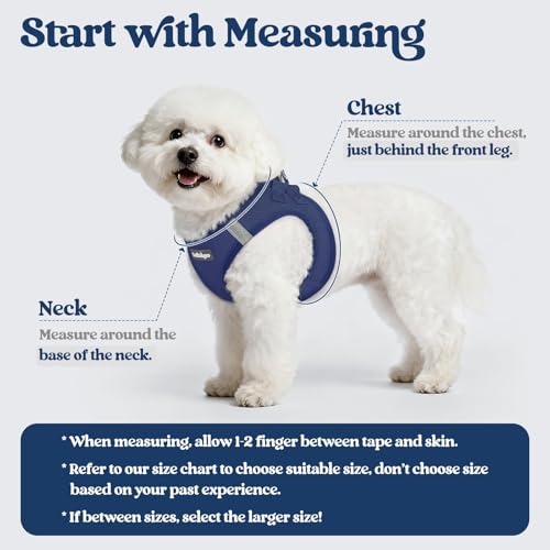 Dog Harness Medium Sized and Leash Set (Navy Blue / M (chest: 16 - 18.5"))