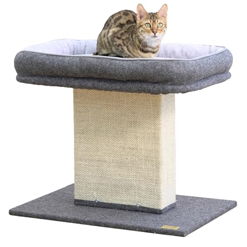 Cat Perch with Washable Replaceable Bed & Wide Sisal Scratching Post