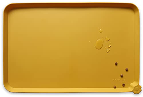 Large Silicone Pet Food Mats Tray (24" x 16" / Honey)