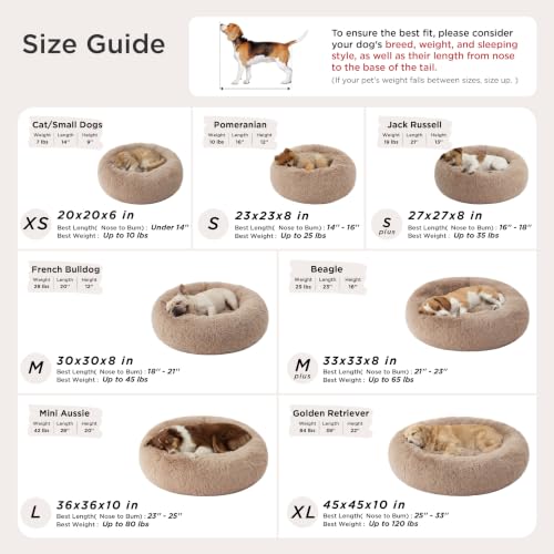 Calming Cat Beds Donut Round Washable Kitten Bed (20"L x 20"W x 6"Th / Copper)