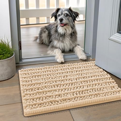 Dog Door Mat for Muddy Paws 24x16 (Layered-Beige / 24"X16")