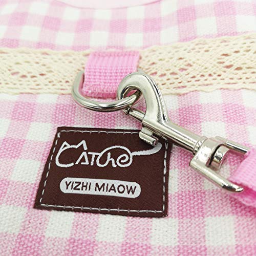 Cat Harness and Leash Set Escape Proof (Pink Plaid / Xs 2-4 lbs)