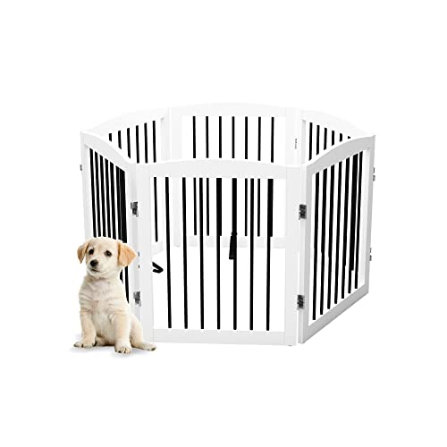 Freestanding Pet Gate for Dogs (24" Height-6 Panel / White & Black)