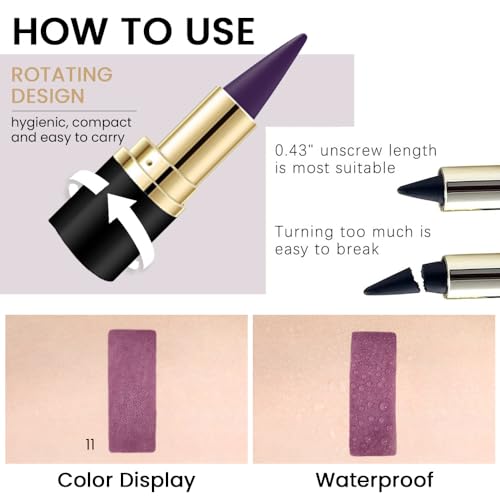 1Pcs Dark Purple Gel Eyeliner Pencil Eye Black Face Paint Stick Makeup Set Waterproof Matte Cream Crayon Eyeliner Pencil Set Cat Eye Liners Eyeshadow Guide delineador de ojos contra el agua (1 Count (Pack of 1) / Dark Purple)
