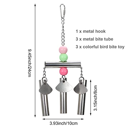 Bird Stainless Steel Bell Toys Hanging Pipe Chew Bite Toy