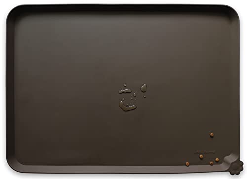 XX Large Silicone Pet Food Mats Tray (28" x 26" / Coffee)