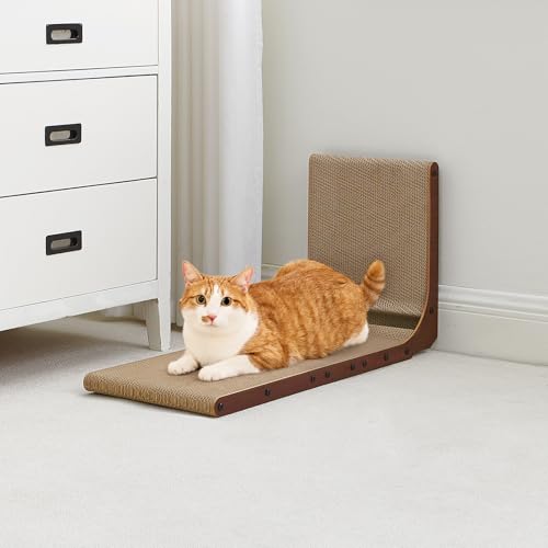 Cardboard Cat Scratcher for Indoor Cats (Dark Brown / 11.4x9.75x19)