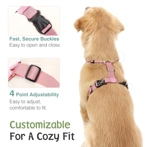 Dog Seat Belt (Pink Daisy / XL (Chest: 24.4-34.7", Neck: 18.9-29.1"))