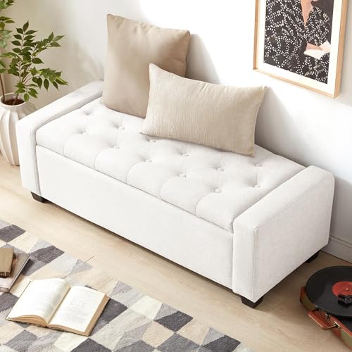 48" Ottoman with Storage (White / 19.7"D x 48"W x 16.9"H)