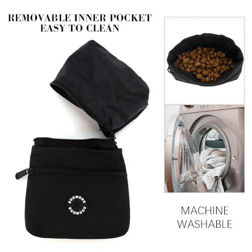 Dog Treat Pouch with Pet Training Clicker (Black)