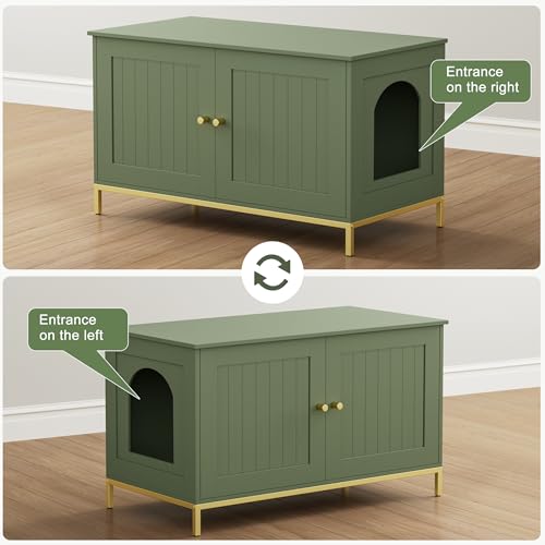 35.4" L Cat Litter Box Enclosure with Metal Frame (35.4"L / Green)