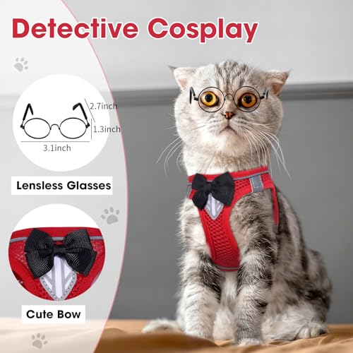 Cat Vest Harness and Leash Set (Red / XS)