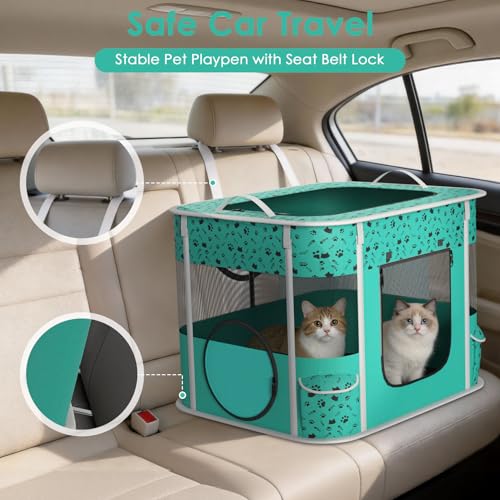 3 Room Cat Playpen with Litter Box