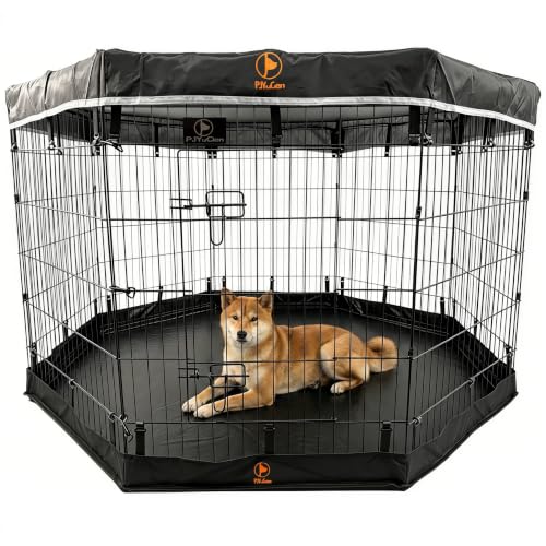 Puppy Playpen with Top Cover & Bottom Pad (Black / Medium Pen: 36-Inch High)