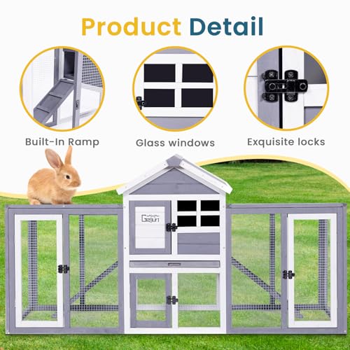 Wooden Rabbit Hutch (69.0"L x 24.0"W x 36.0"H)