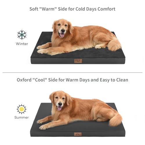 Waterproof Orthopedic Dog Crate Bed for Small Dogs & Cats (Pure Black / 23.0"L x 17.0"W x 2.5"Th)