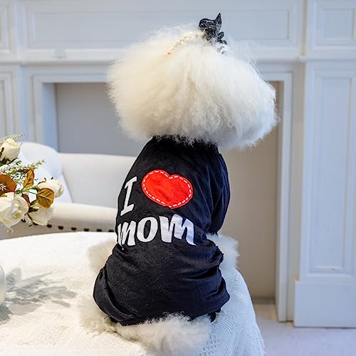 Dog Halloween Pajamas Puppy Onesies Small Dogs Soft Pjs Coat Cat Apparel Comfy Pet Christmas Clothes Outfit Doggie Bodysuit (Small / I love MOM)