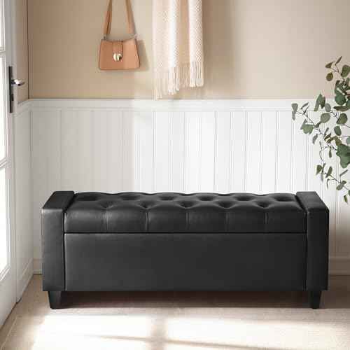 Ottoman with Storage (Black-pu)