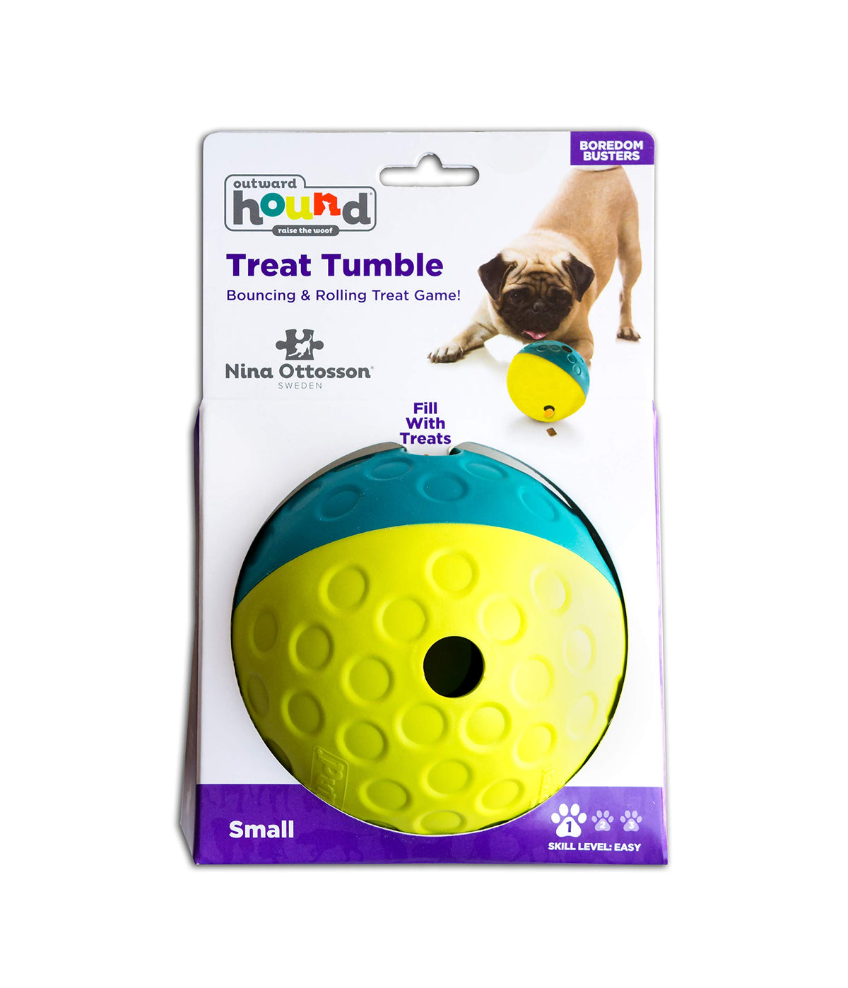 Nina Ottosson Treat Tumble Dog Toy Puzzle Ball (Blue / 1 Count (Pack of 1))