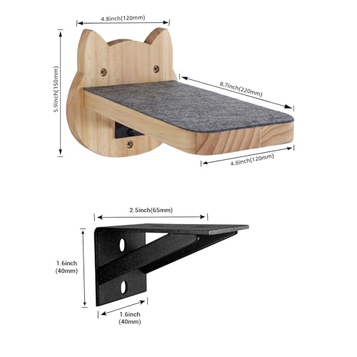 Natural Solid Wood Cat Wall Floating Steps (Burlywood)