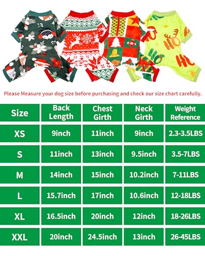 4 Pack Christmas Fleece Dog Pajamas Warm for Extra Large Dogs (XX-Large)