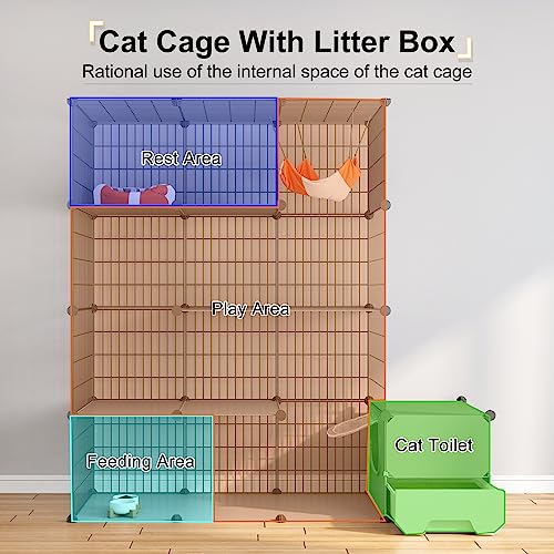 Cat Cage with Litter Box (41.3"L x 17.8"W x 55.1"H)