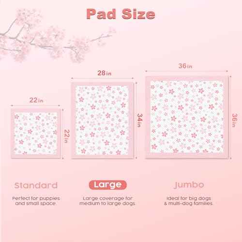 Pink Puppy Pads with Adhesive Tabs Disposable Pee Pads 28x34in 30Ct (28x34in | 30Ct-Pink)