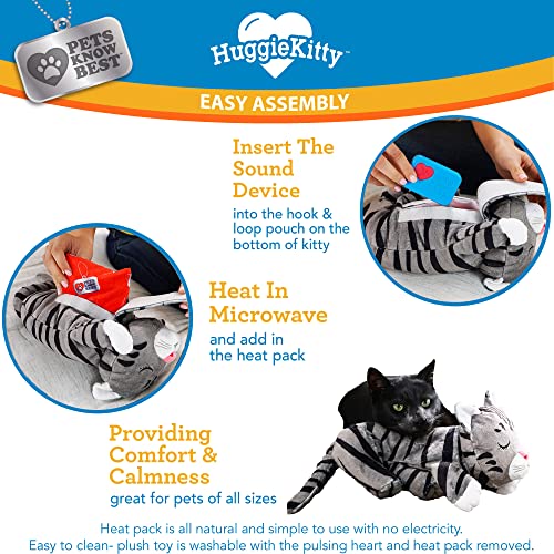 HuggieKitty Comfort Purring Companion with Heartbeat Sleep Aide for Cats & Kittens (Grey)