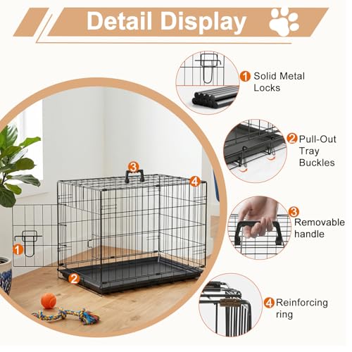 24" Foldable Metal Dog Crate (Black)