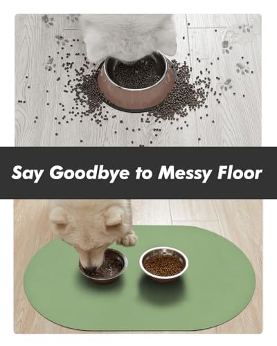 Absorbent Dog Food Mat (Green / 12"x19")