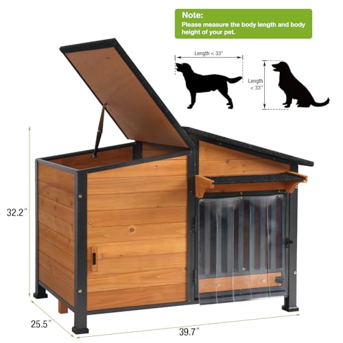 Dog House Outdoor with Bowls Weatherproof Dog Kennel with Anti