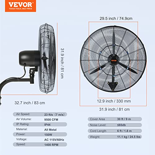 30 Inch Wall Mount Misting Fan 3 (30 Inch / Waterproof)