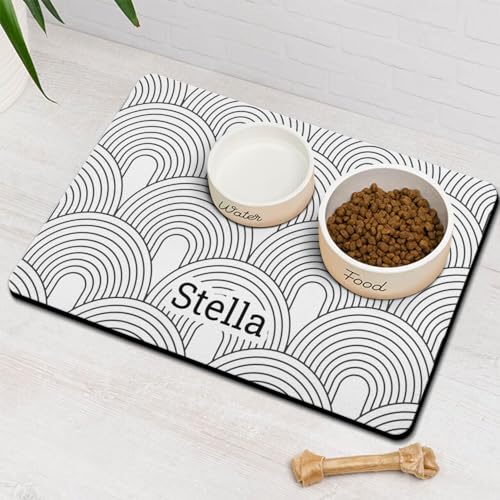 Personalized Dog Food Mat for Floors Absorbent (Personalized(Custom Dimensions) / 01-White)