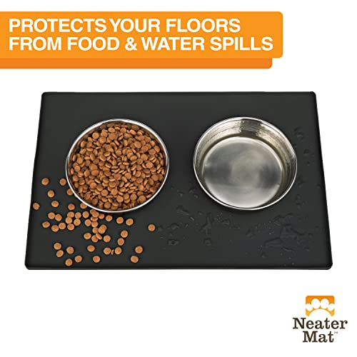Neater Mat Pet Mats for Food and Water (32"L x 24"W / Midnight Black)