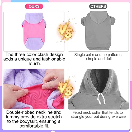 Fleece Dog Hoodie Sweatershirt with Pocket and Leash Hole (Large / Pink)