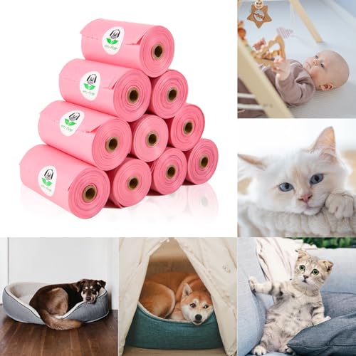 Dog Poop Bags with Dispenser (Pink-Scented)