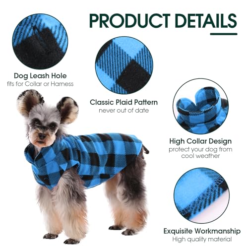 Dog Fleece Vest (Blue Plaid / Large (Chest Girth: 20.9'' ))