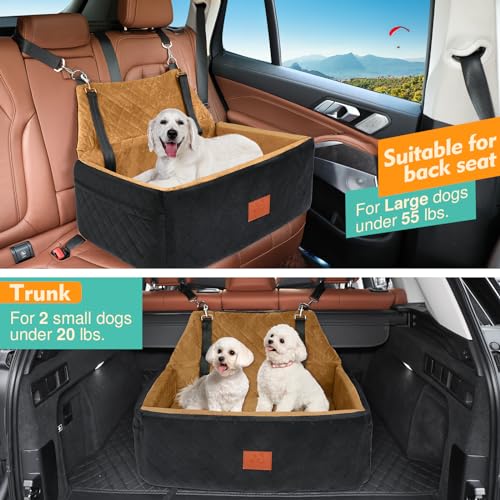 Dog Car Seat for Large Medium Sized Dogs (Black/brown)