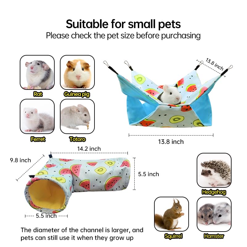 Large Caliber Guinea Pig & Rat Tunnel Hideout & Hammock (3. Hammock&Tunnel-watermelon)