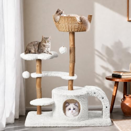 Modern Cat Tree (White / 45.6'')