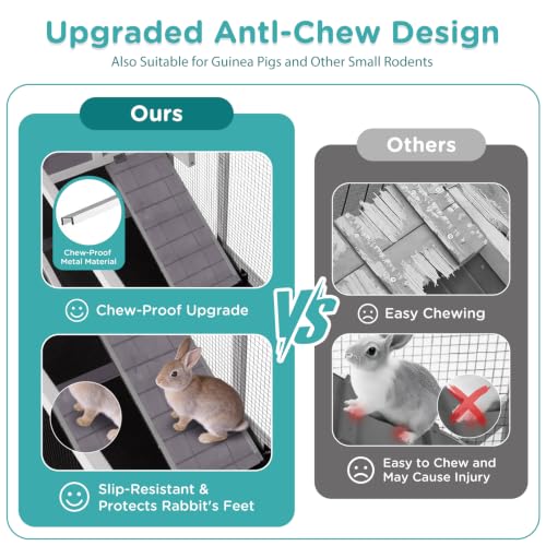 62" Rabbit Hutch with Chew ((Grey))