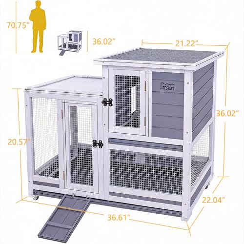Wooden Rabbit Hutch (37.8"L x 22.4"W x 36.0"H)