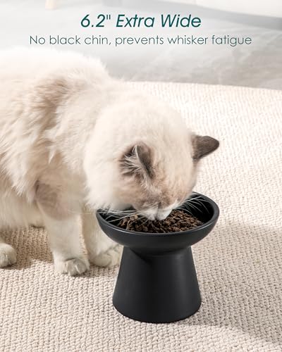 2 Pack Extra Wide Elevated Cat Bowls (Black)