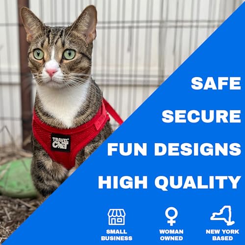 Travel Cat Harness and Leash Set (Medium / Red)
