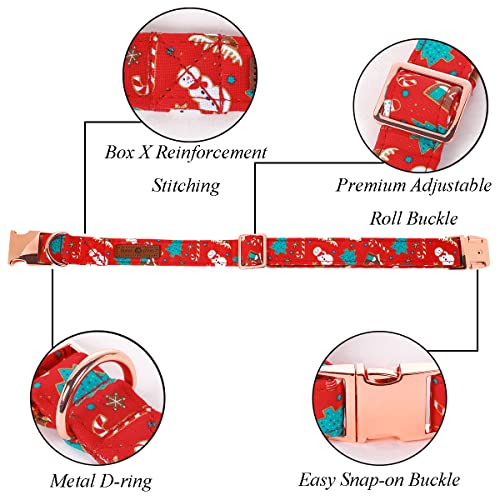 Christmas Dog Collar with Bowtie (Medium (Pack of 1) / Red Gingerbread Man)